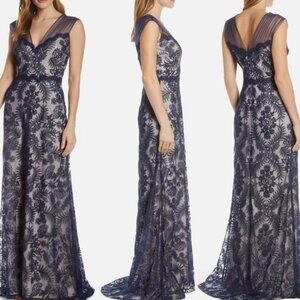 Tadashi Shoji Gibson Corded Lace Navy Size 14